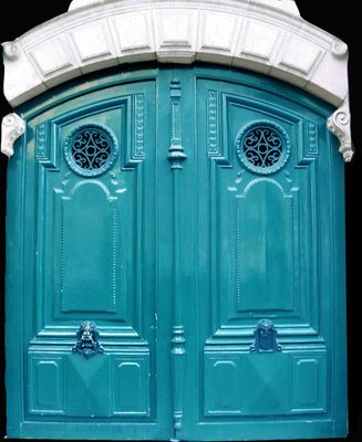 porte cochère parisienne bleu vert