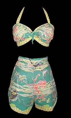 Octopus - Early 1950s Cotton Two Piece Bathing suit