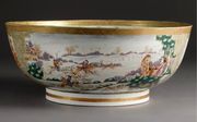 A CHINESE EXPORT MONOGRAMMED HUNTING PUNCH BOWL
CIRCA 1785

