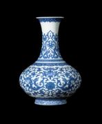 A BLUE AND WHITE 'DRAGON' BOTTLE VASE
SEAL MARK AND PERIOD OF QIANLONG