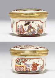  DOCCIA GOLD-MOUNTED OVAL CHINOISERIE SNUFF-BOX AND COVER