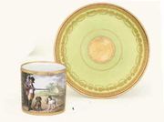A VIENNA (SORGENTHAL) GREEN-GROUND COFFEE-CUP AND SAUCER