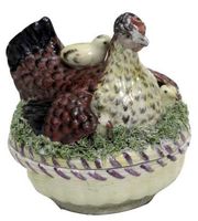A GERA CIRCULAR HEN AND CHICKENS TUREEN AND COVER