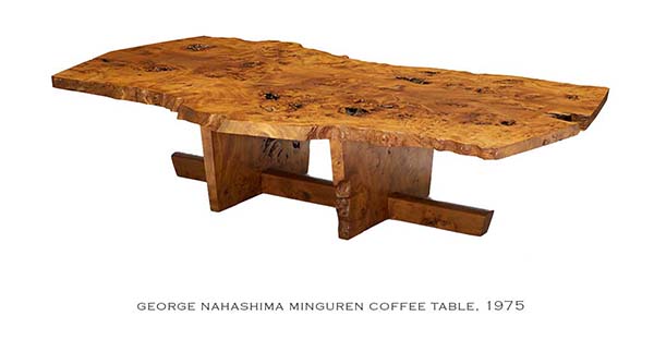 table a café Minguren créée pat George Nakashima en 1975